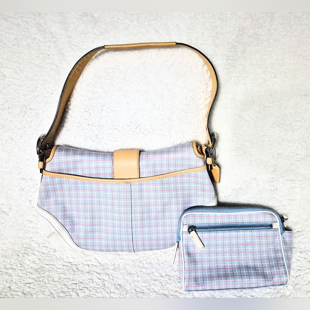 COACH: Plaid Hobo Bag and Matching Cosmetic Bag Set - Picture 12 of 12